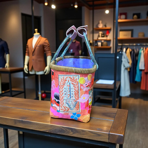Japanese Vintage Paper-Lacquered Woven Bag 一閑張りかごバッグ