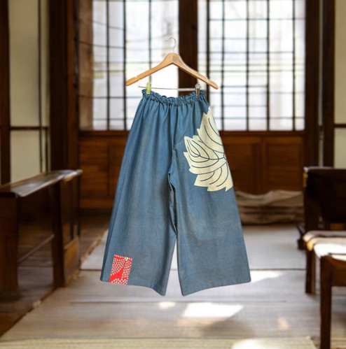 風呂敷刺し子パンツ Vintage Furoshiki Pants with Sashiko | MomoyoStoby
