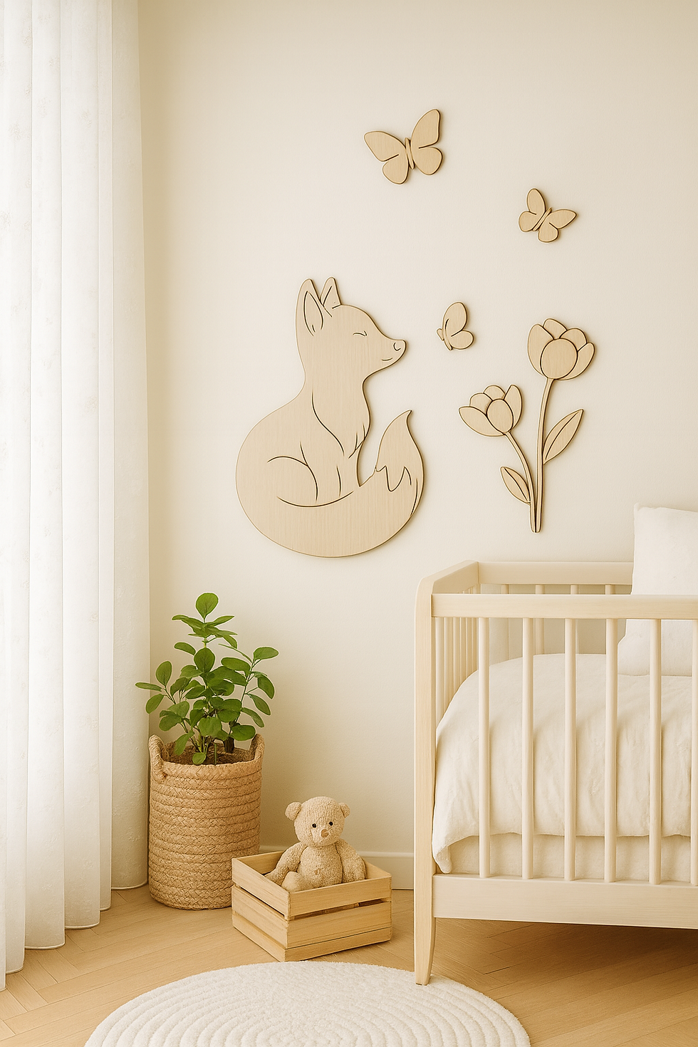 שועל אציל עם פרפר ופטריות