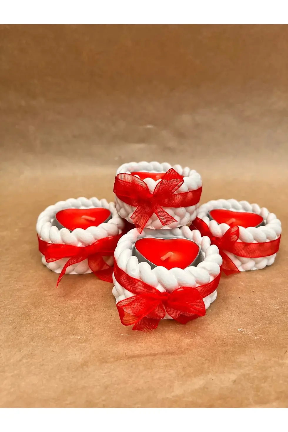 Küçük resim: 5’li Örgü Desen Alçı Mini Obje ile Mumlu Kına Hediyelik