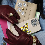 FLORAL STICKERS ON A CLUTCH, YELLOW BUTTERFLY ON A PHONE CASE