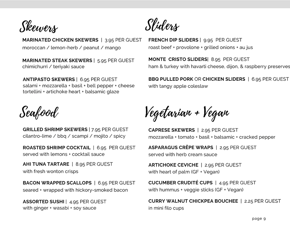 LAFB 2023 Hors D'Oeuvres Menu