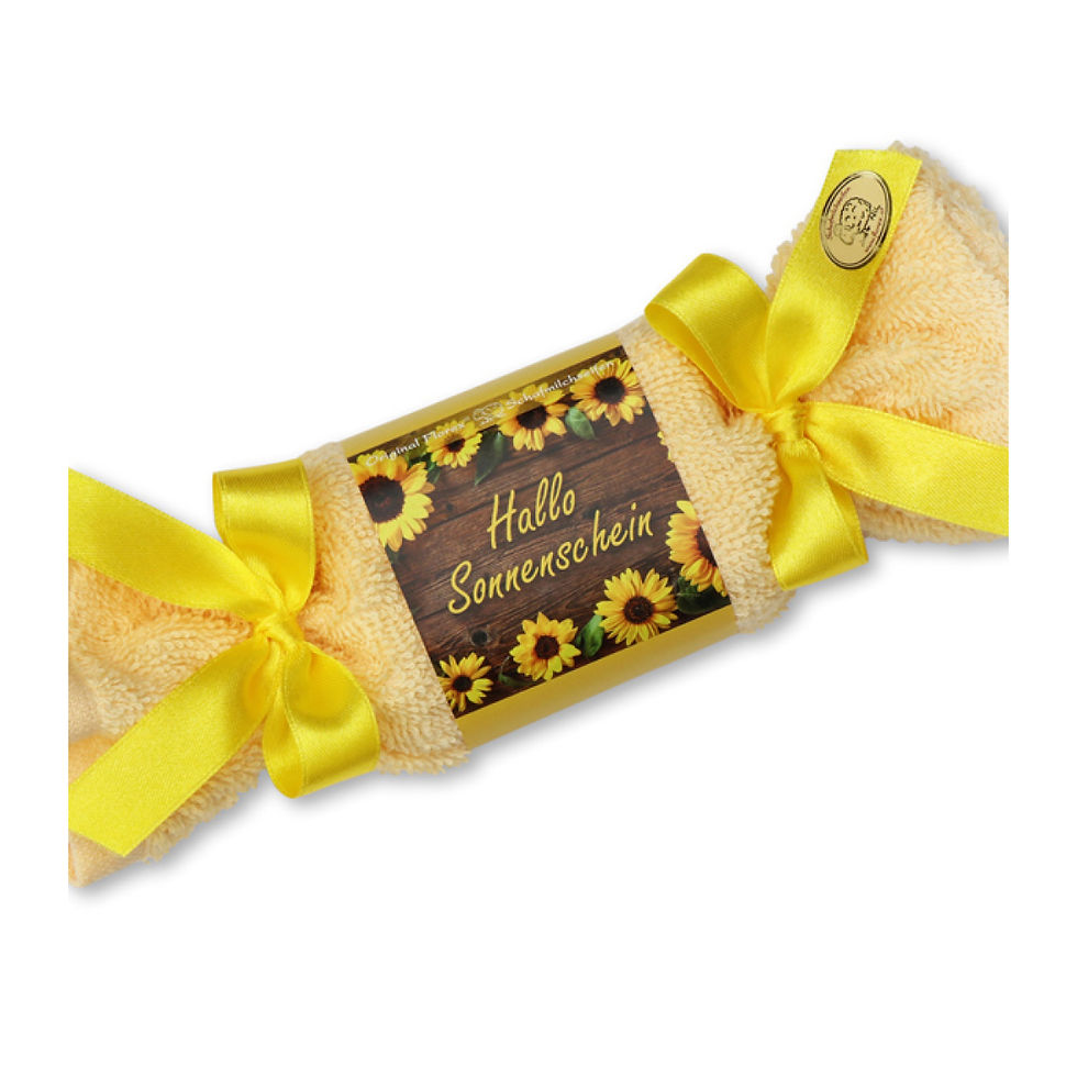 Florex: Schafmilchseife 100 g. Waschlappenzuckerl - "Hallo Sonnenschein"