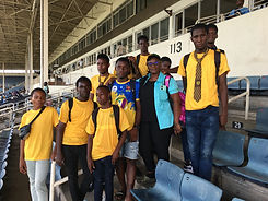 Cricket Intervention Programme Jamaica (CIP) - Dean of Discipline Dian Foster Wright with Merlene Ottey High Cricket students attending match at Sabina Park
