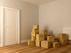 Stacks of moving boxes