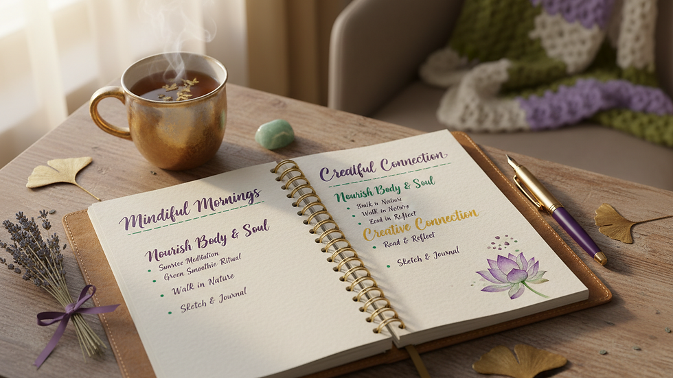High angle view of a notebook and pen with wellness goals written down