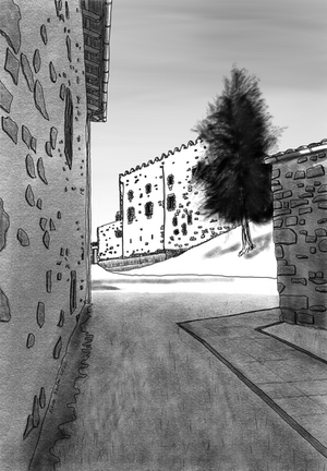 A solitary structure defined by strong lines and vertical presence.
The composition emphasizes form and balance, placing architecture in quiet dialogue with its surroundings.