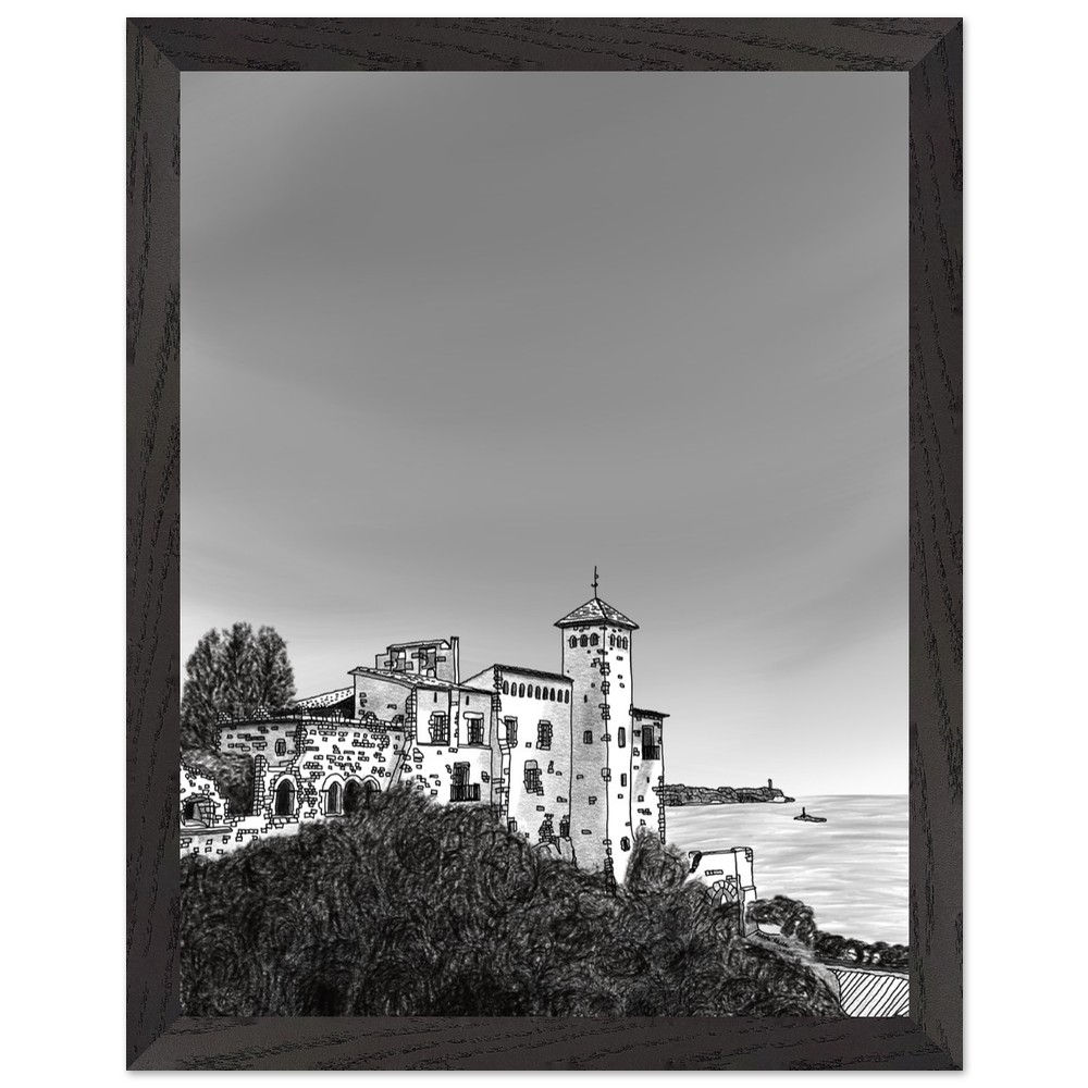 Castillo de Tamarit framed poster in a sustainable black wooden frame.