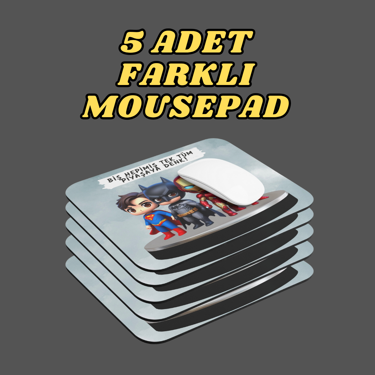 5 Adet Süper Kahraman Baskılı Mousepad