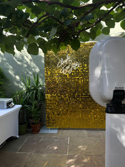 Photobooth hire london gold shimmer backdrops