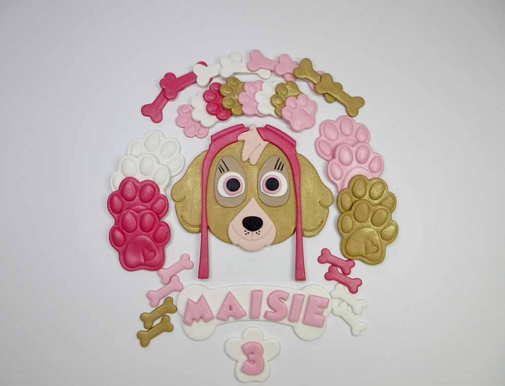 Skye paw patrol fondant cake topper personalised