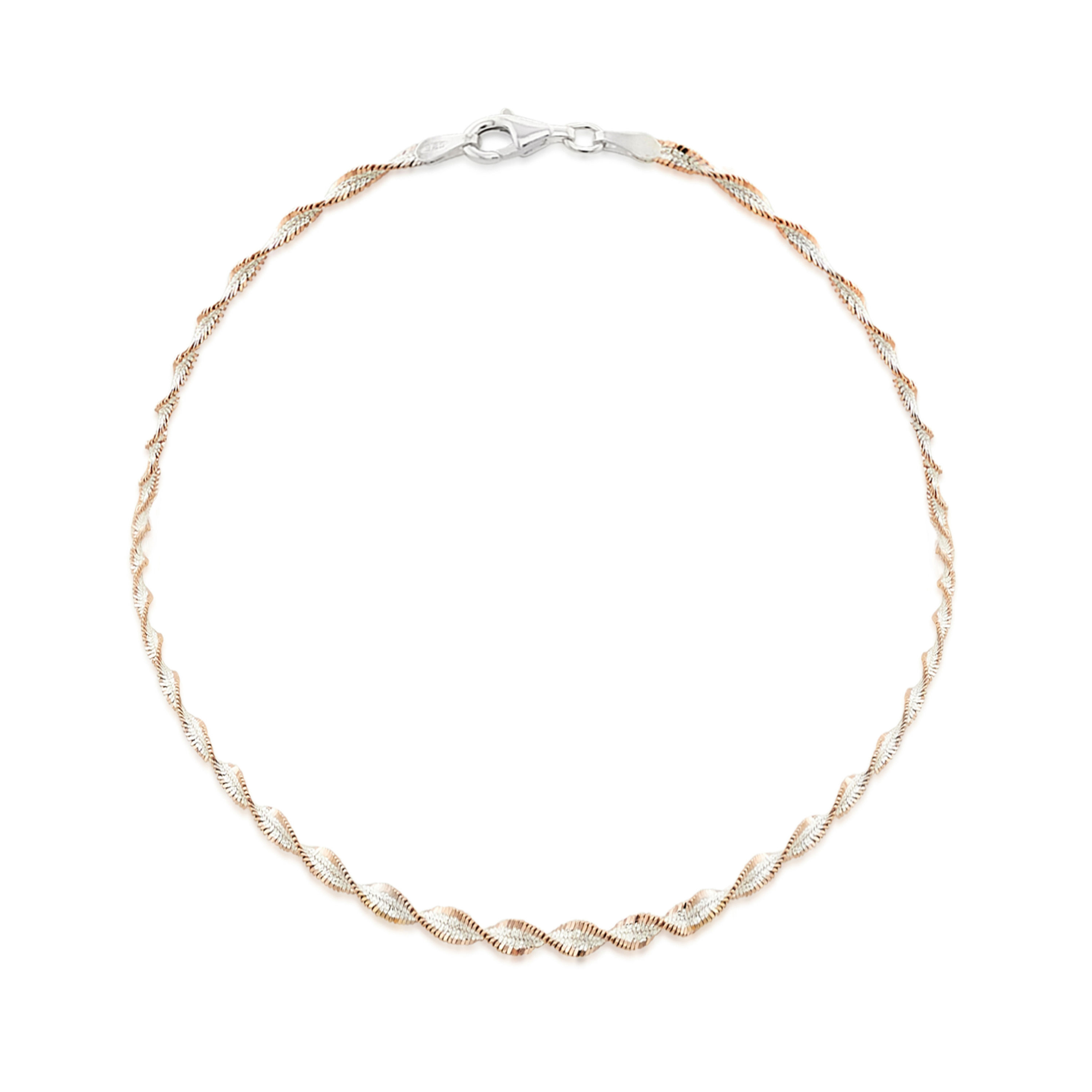 Rose gold and silver twist necklace