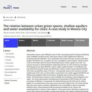 The relation between urban green spaces, shallow aquifers and water availability for cities: A case study in Mexico City