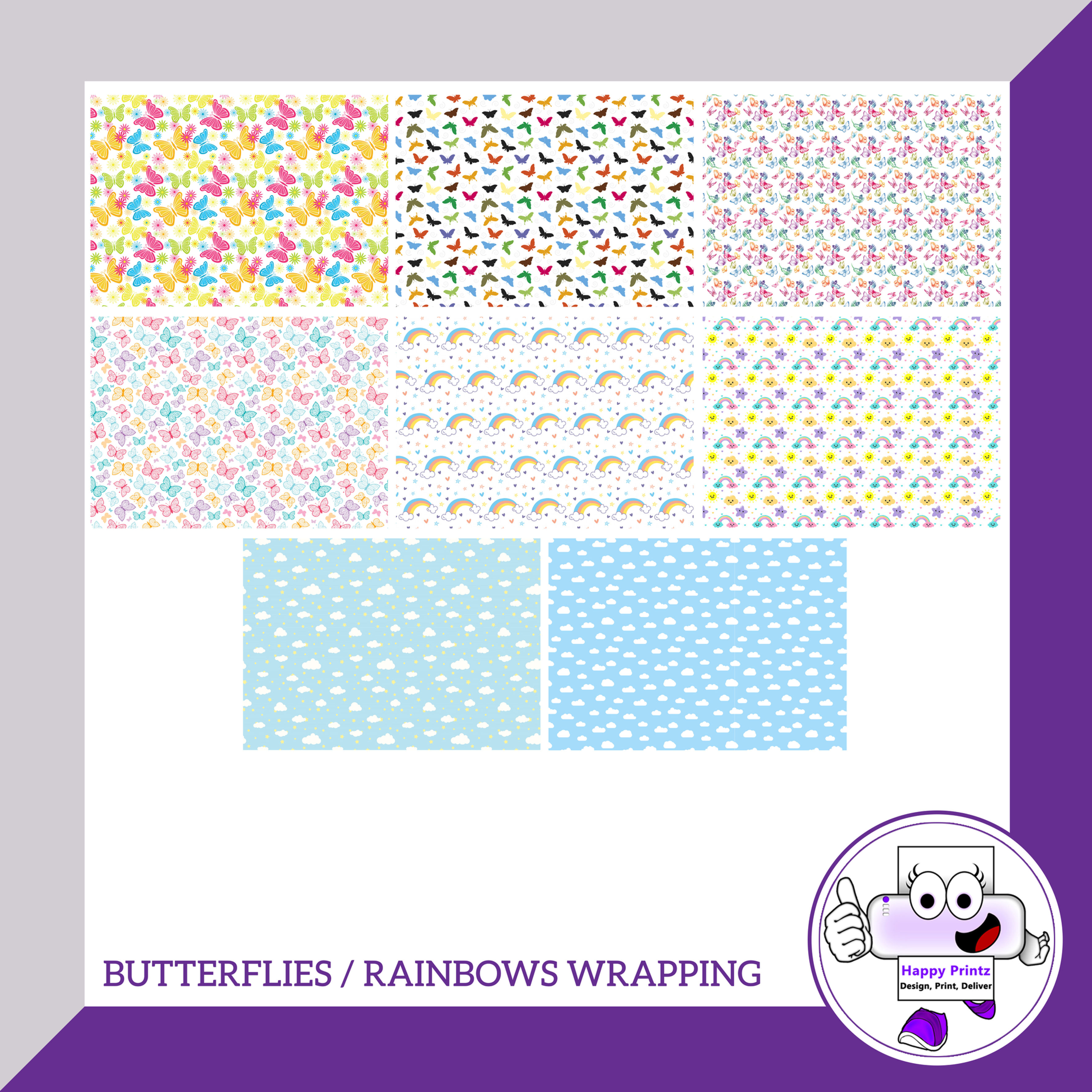 Wrapping Sheets - Butterfly/Rainbow