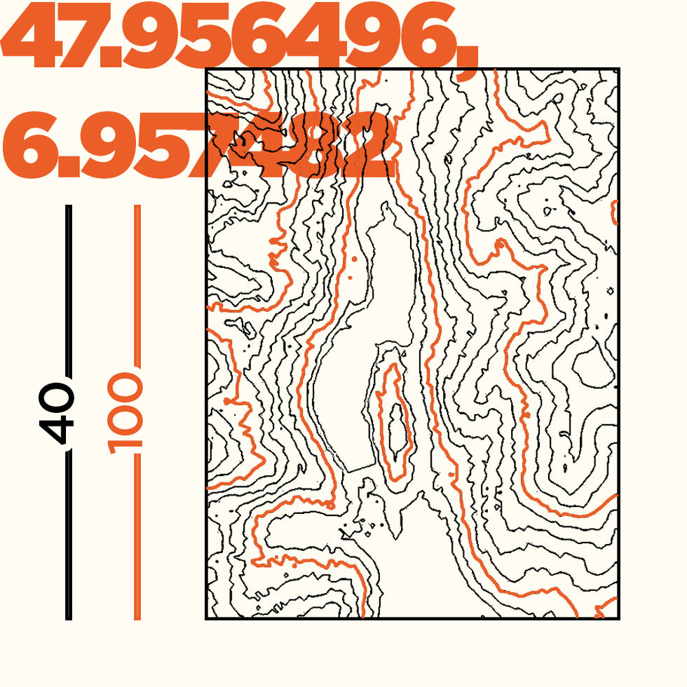 Exemple de flash tatouage représentant des courbes de niveau.