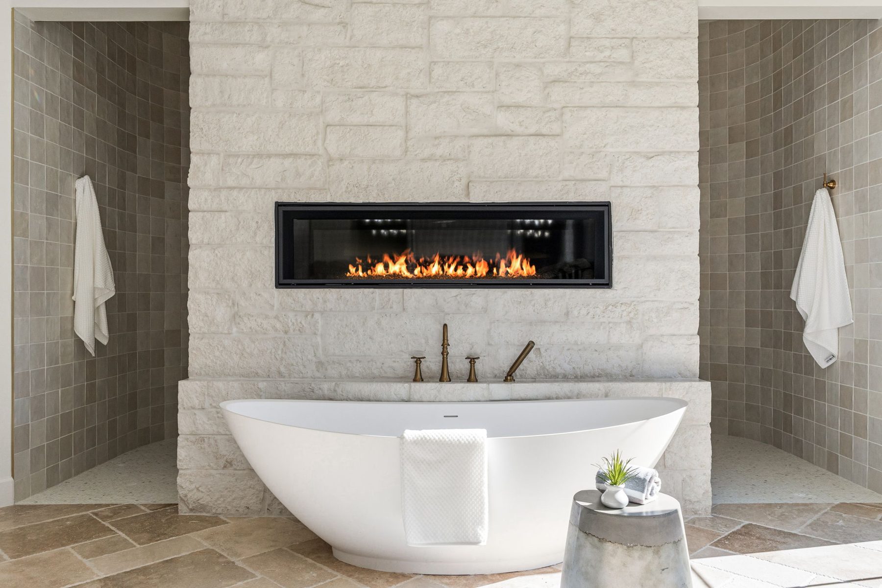 Tub and fireplace, Old World Mediterranean, Albuquerque