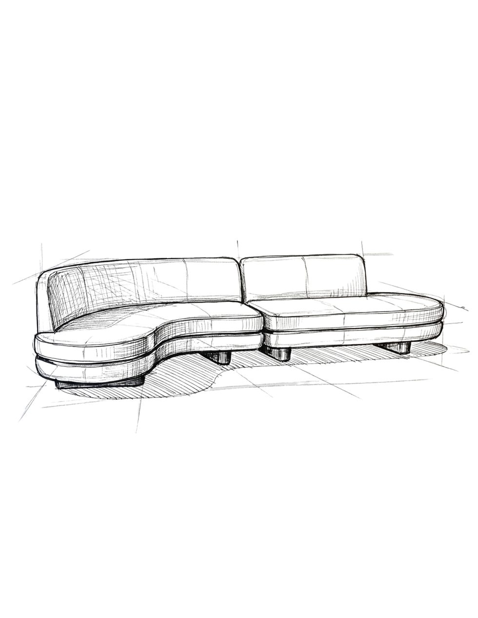 Sketch of Lupo Sofa designed by Tara Bernerd for Medea 1905