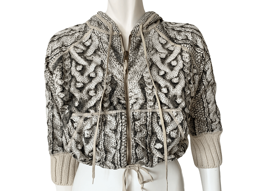 Thumbnail: Jean Paul Gaultier Optical Illusion Printed Wool Crop Cardigan