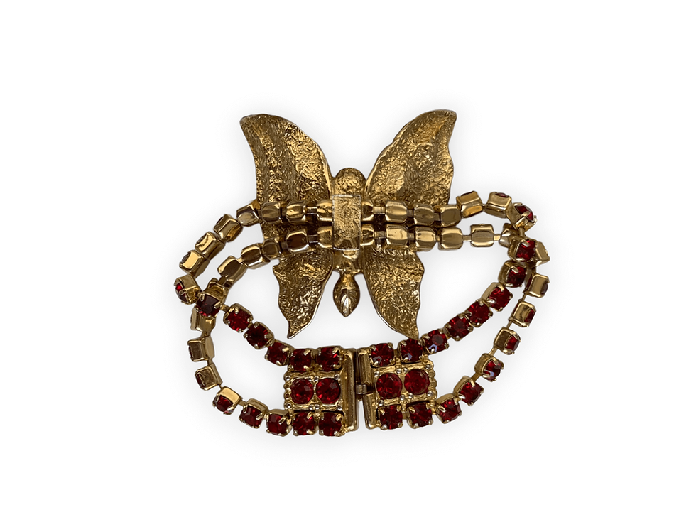 Thumbnail: Yves saint laurent 80s butterfly bracelet gold red