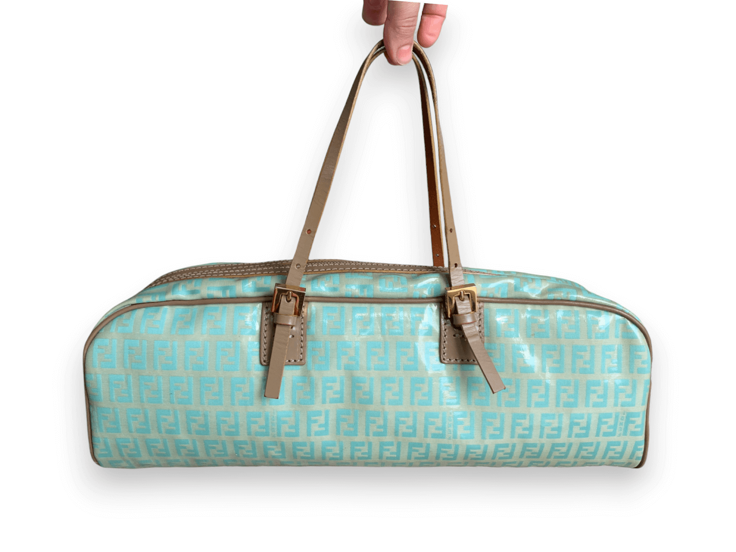 Fendi zucchino light blue monogram bag