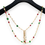 Thumbnail: Vintage 80s Pearl Green Red Glass Necklace