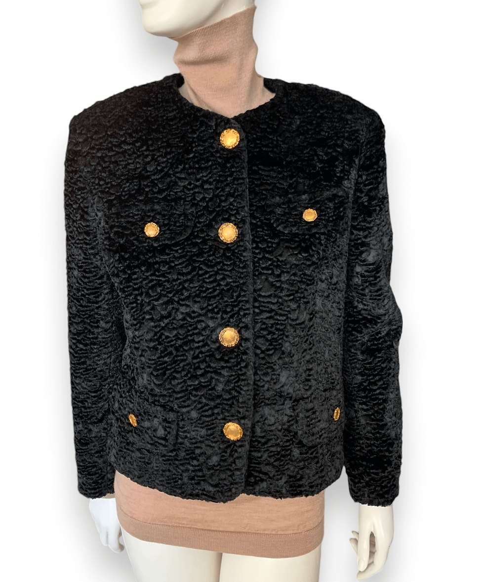 Gabbana black fur jacket vintage