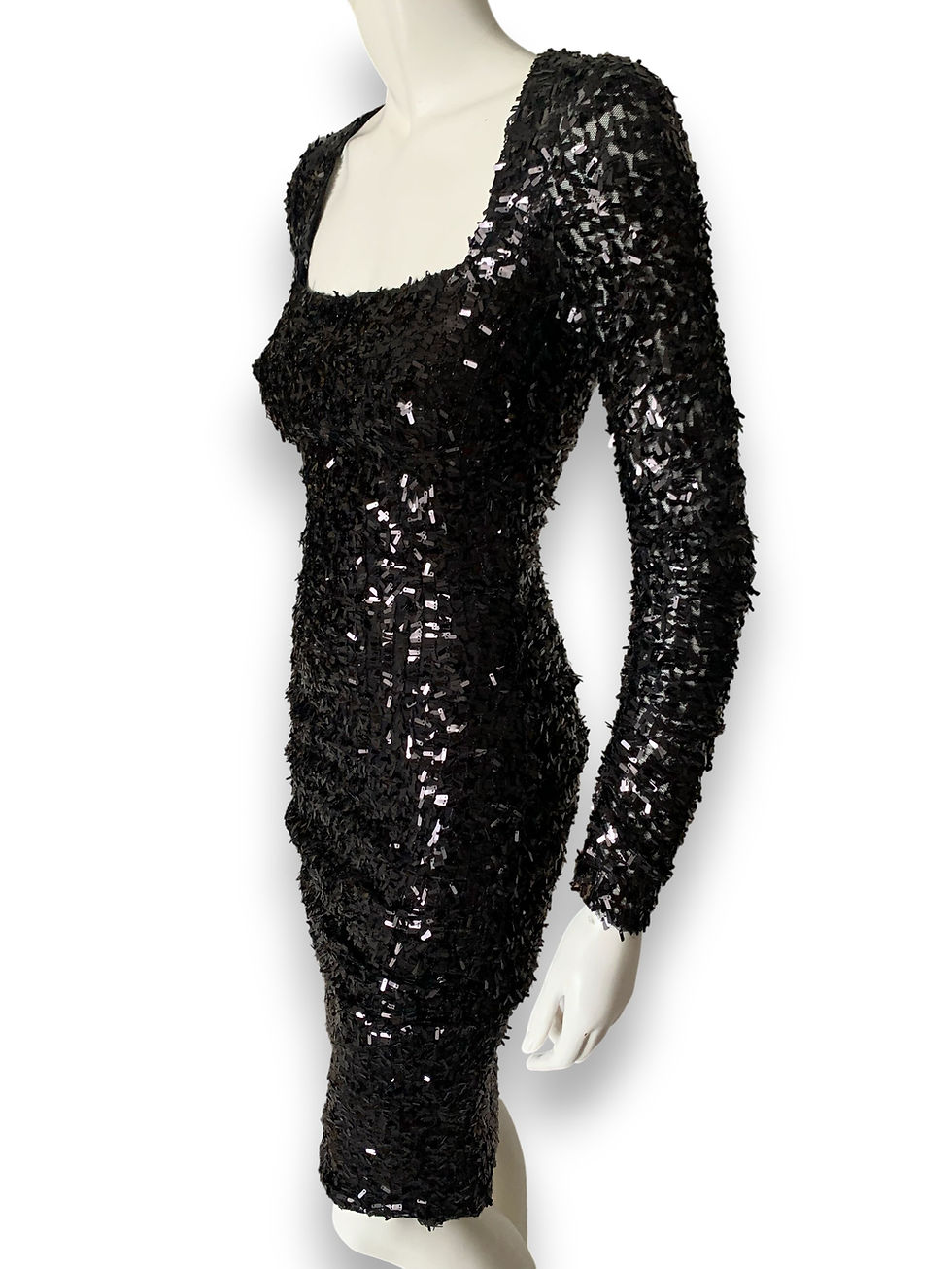 dolce gabbana black sequins midi dress 2000s
