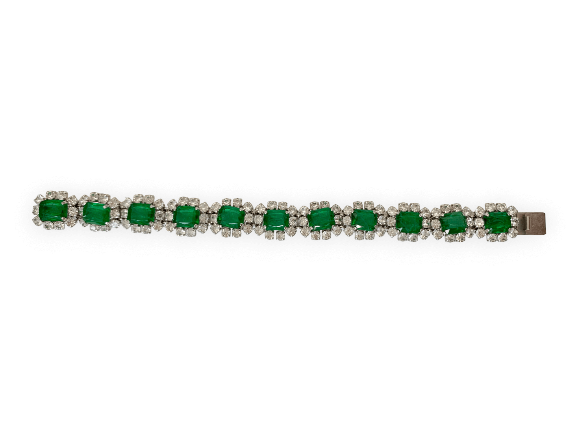 Christian dior 70s emerald green glass bracelet