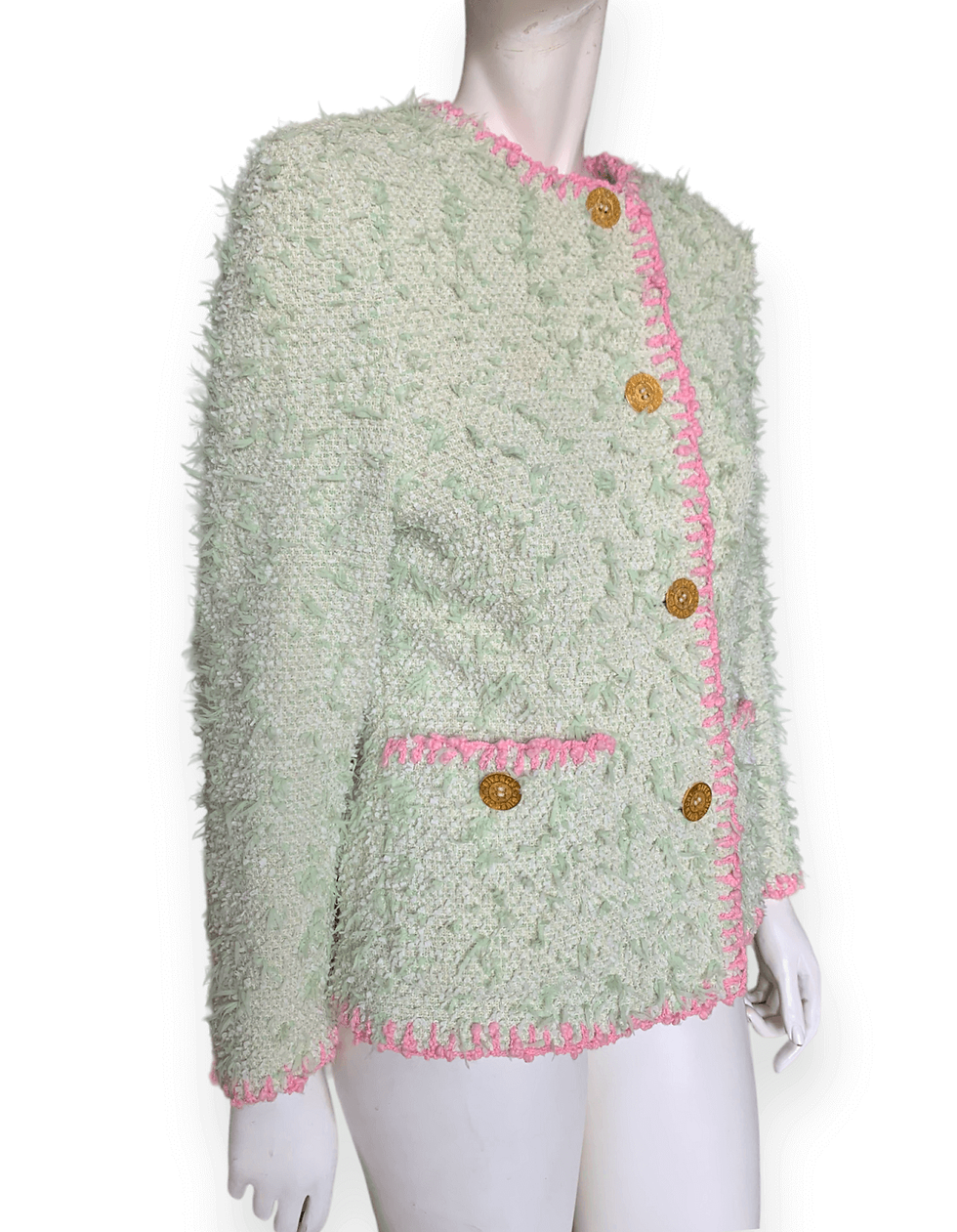 Thumbnail: Givenchy Vintage Mint Green Tweed Jacket Blazer