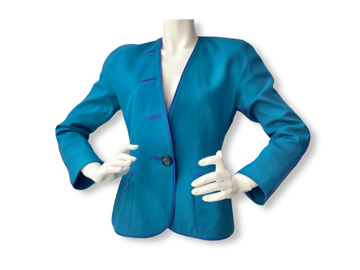 Thierry Mugler Vintage 80s Blue Fitted Jacket Blazer