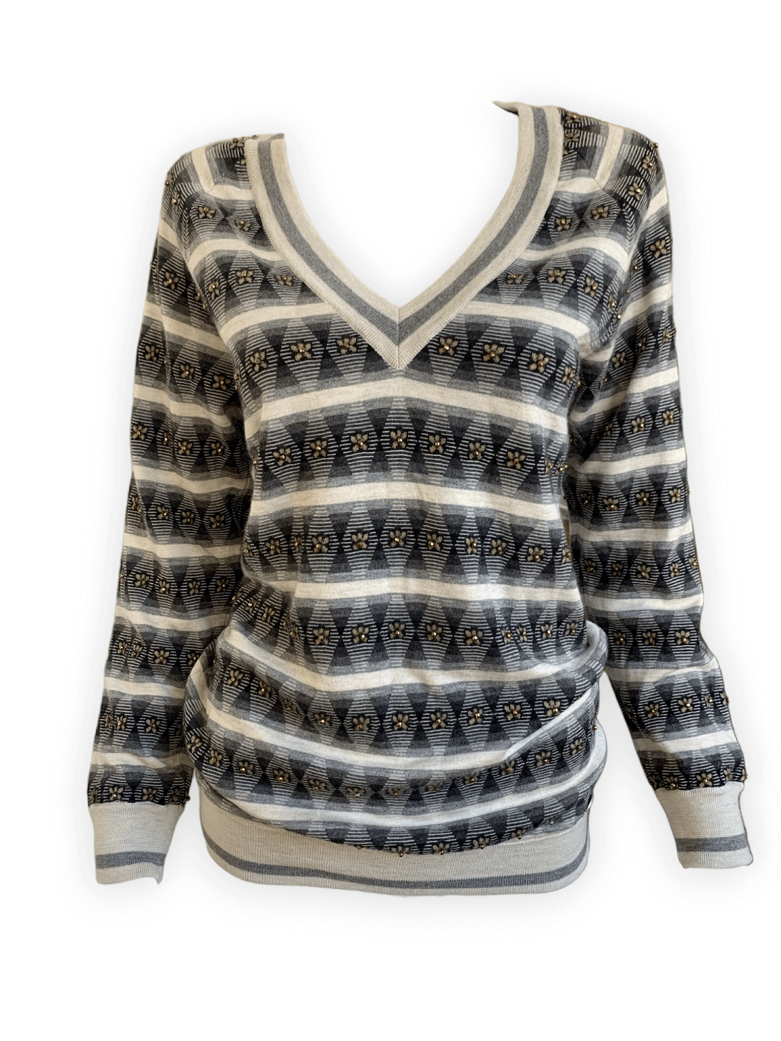 Chanel 07A Cashmere Striped Beaded Sweater Tunic