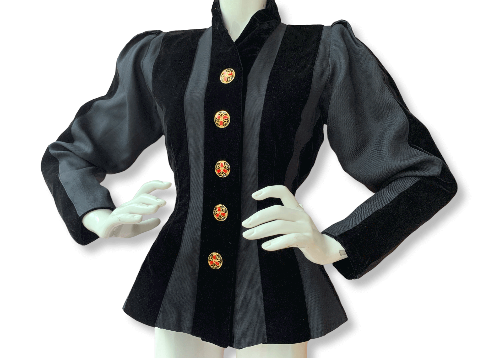 Yves Saint Laurent Rive Gauche 80s Silk Velvet Jacket Jewel Buttons