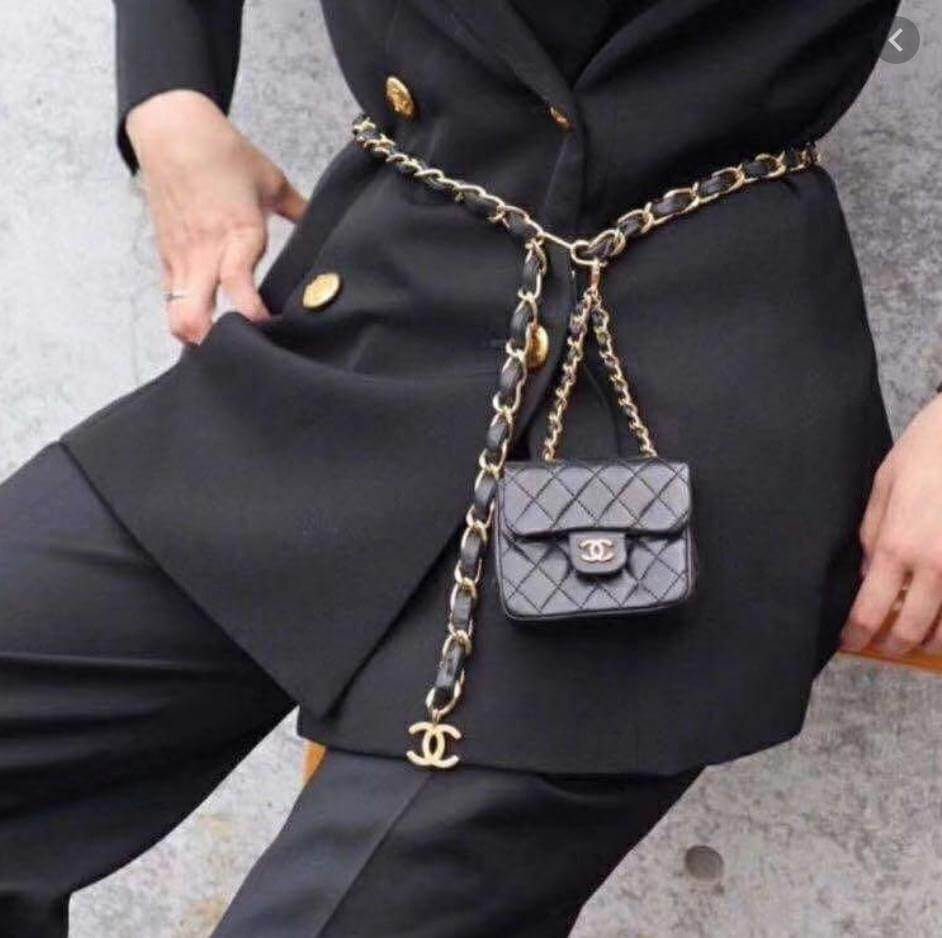 Thumbnail: CHANEL 1980s Black Leather Micro Belt Bag