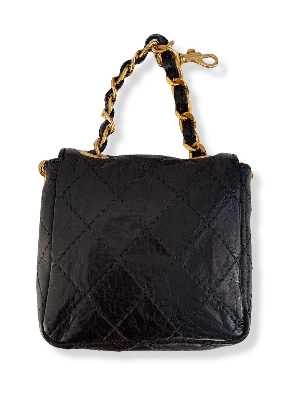 Thumbnail: CHANEL 1980s Black Leather Micro Belt Bag