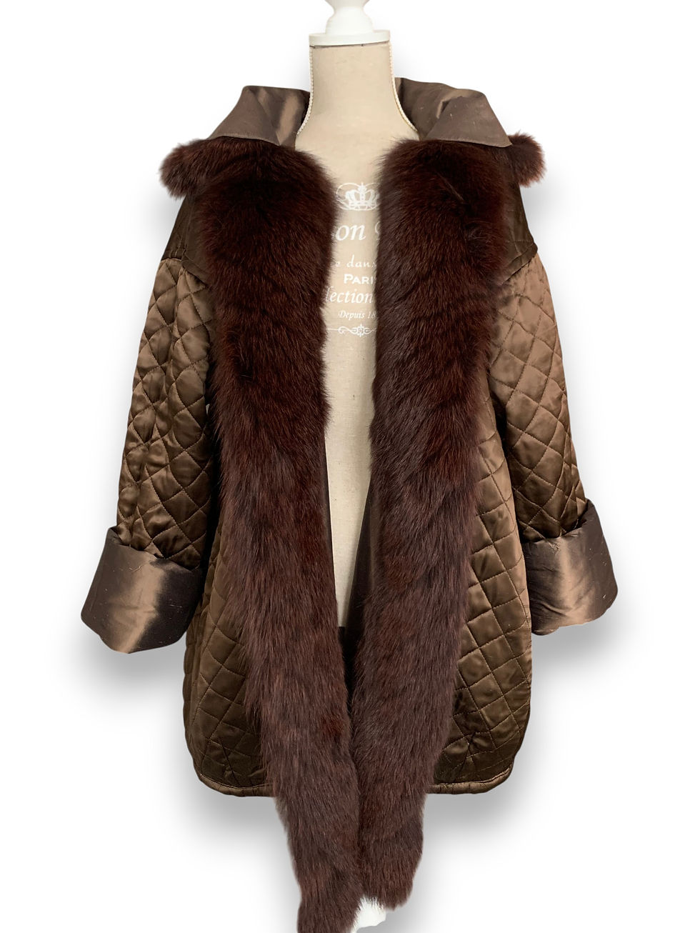 Thumbnail: vintage ysl silk coat bomber fox fur
