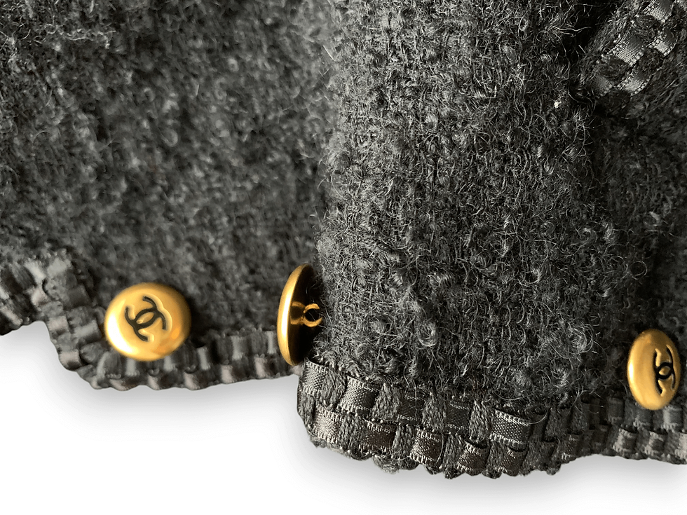 Thumbnail: chanel vintage black jacket gold buttons
