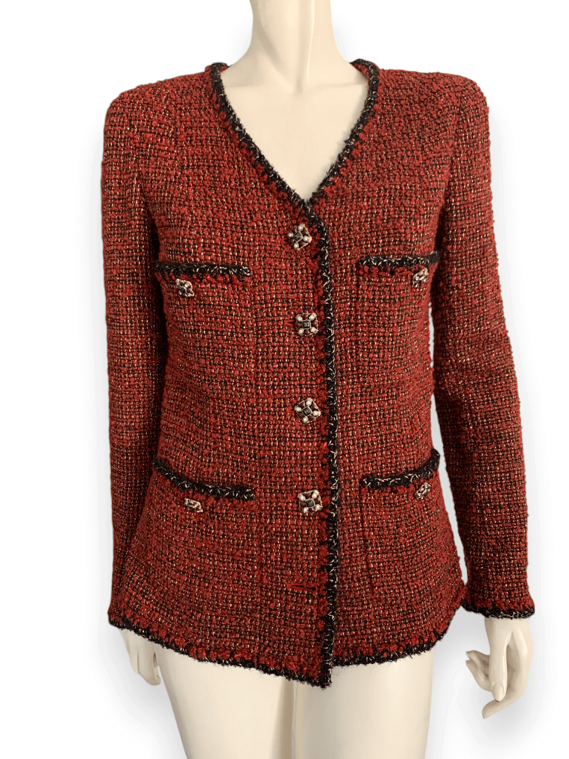 Chanel 11a burgundy tweed jacket