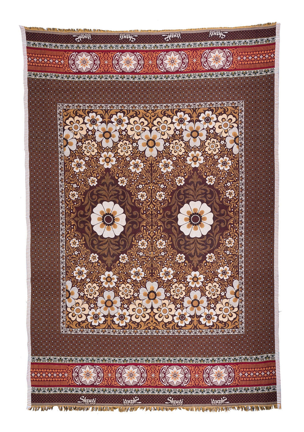 Thumbnail: Varunavi Floral Bed Solapur Chaddar Cotton Single Blanket