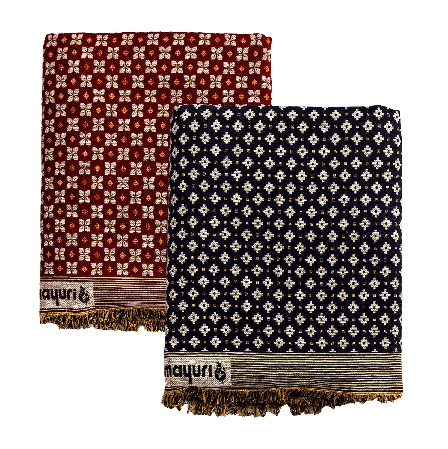 Varunavi 2 Piece Solapur Chaddar Season AC Floral Diamond Blanket Queen Size