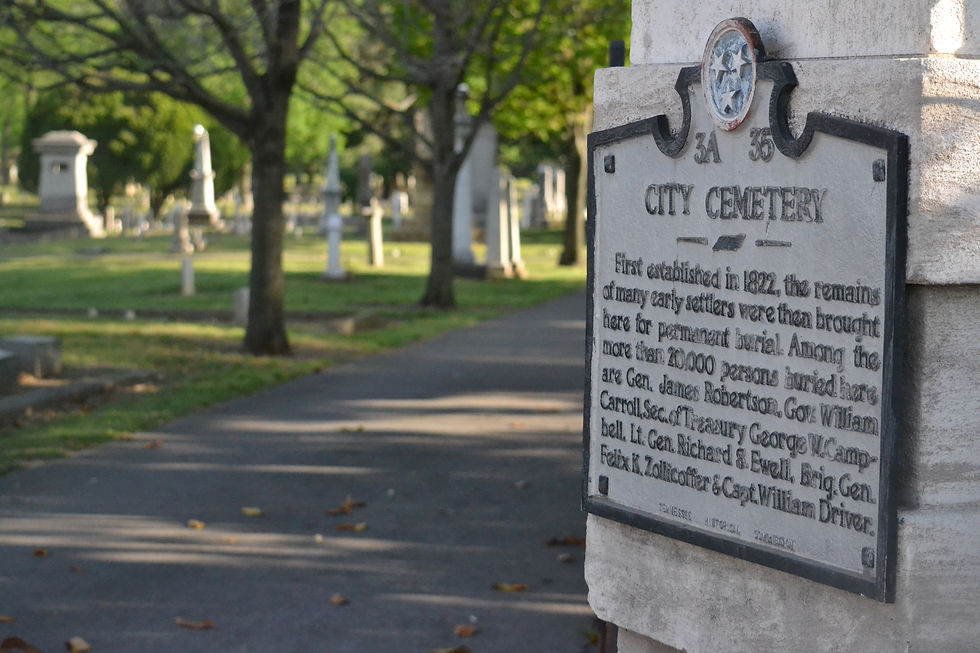 A sign adorns the front of the cemetery. (Nick Rampe)