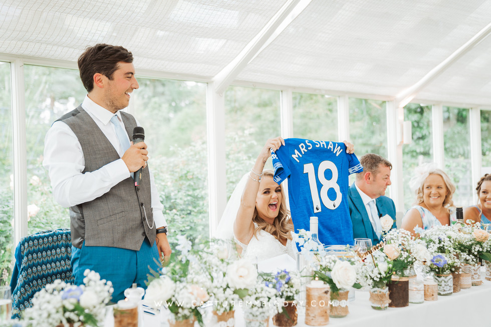 bride with football shirt