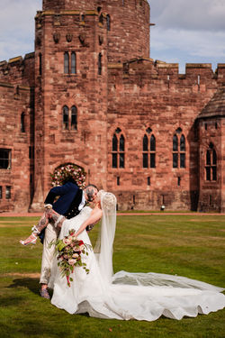 Bride and groom kissing