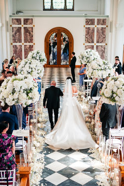Bride walking down the aisle