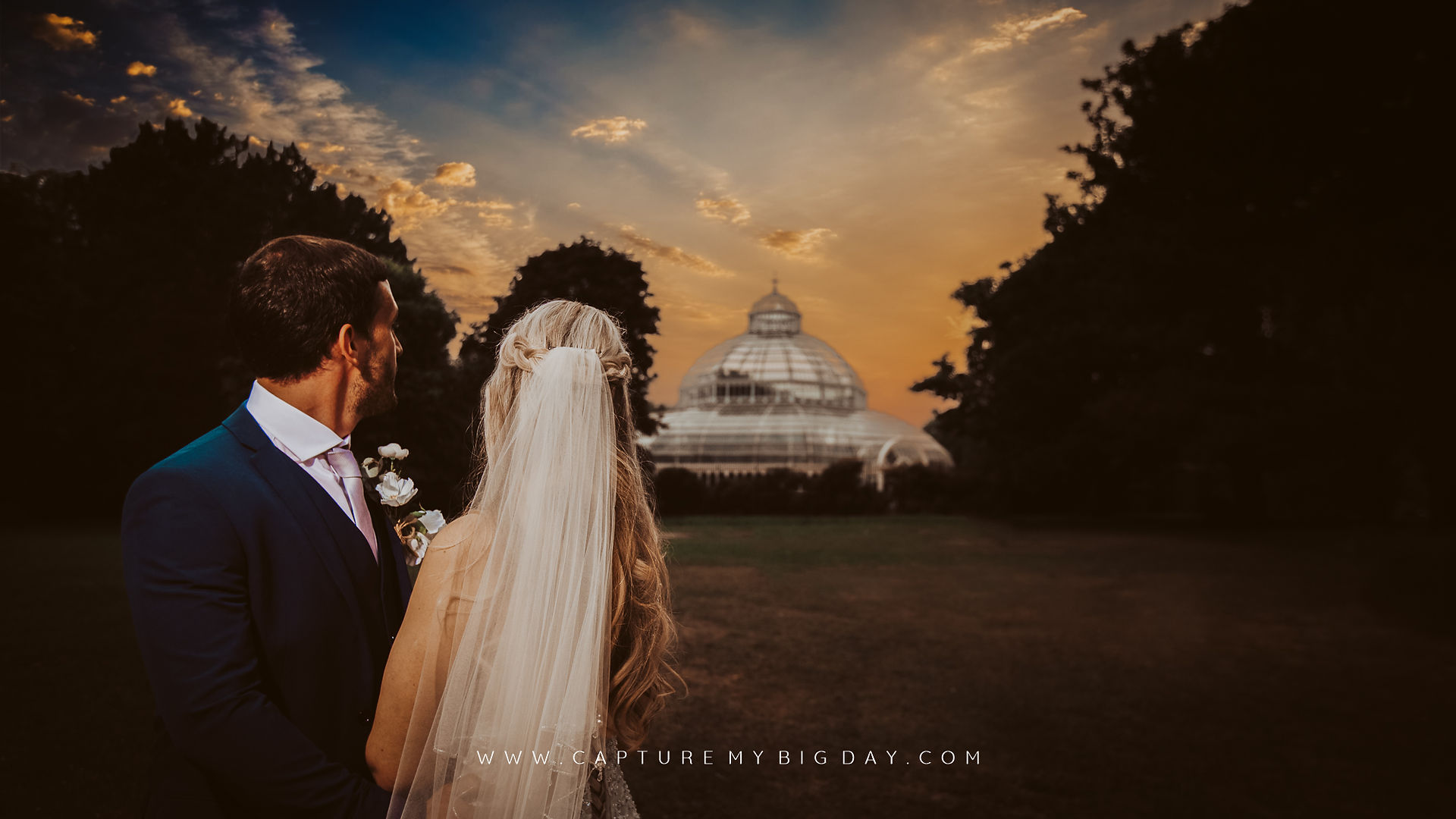 bride and groom evening photograph
