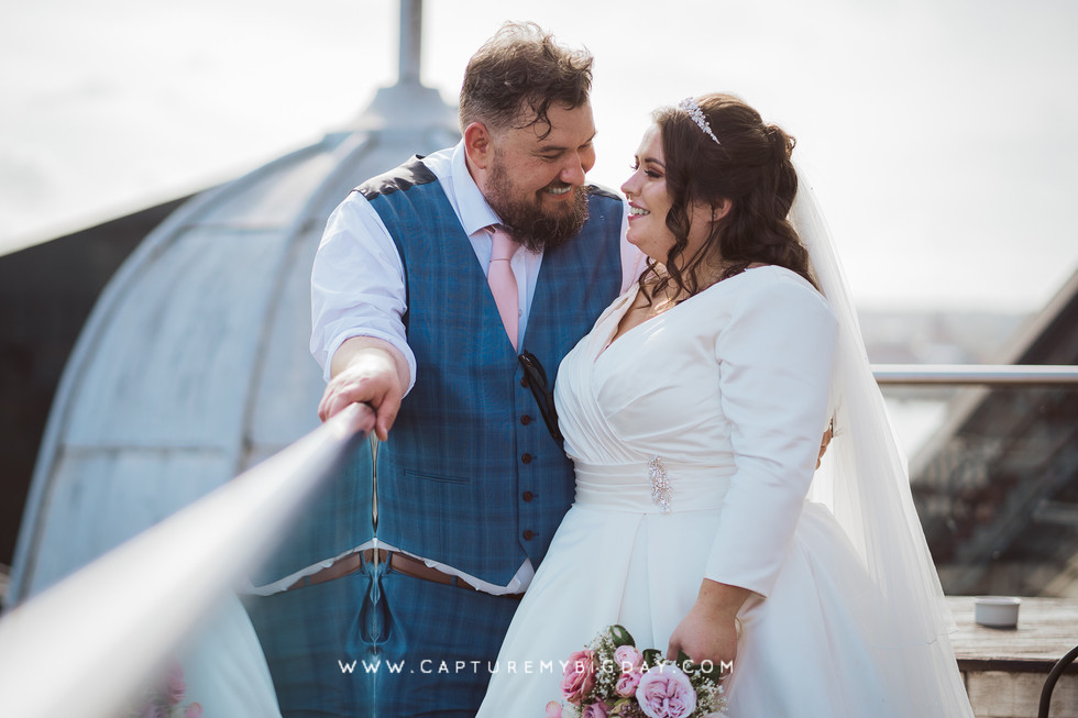 bride and groom top of 30 James street