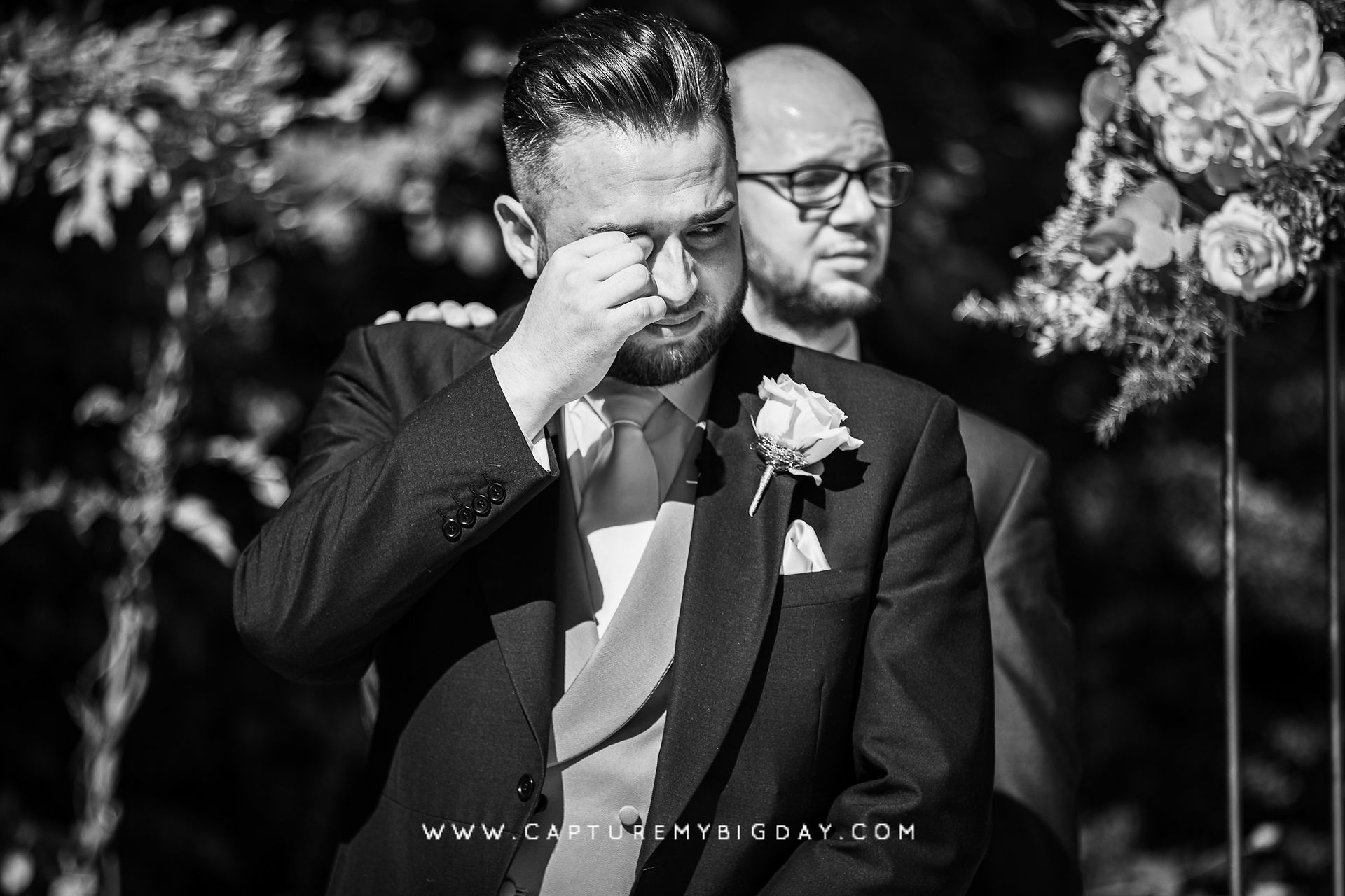 groom with a tear in his eye