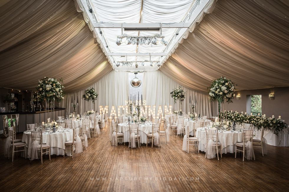 Wedding breakfast layout at Wrenbury Hall orangery