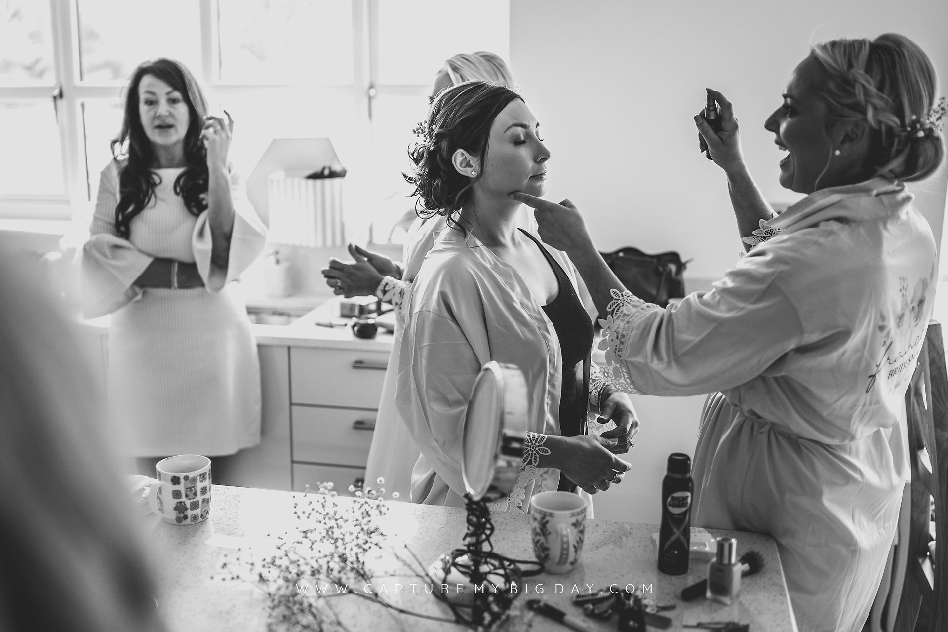 bridesmaid getting ready