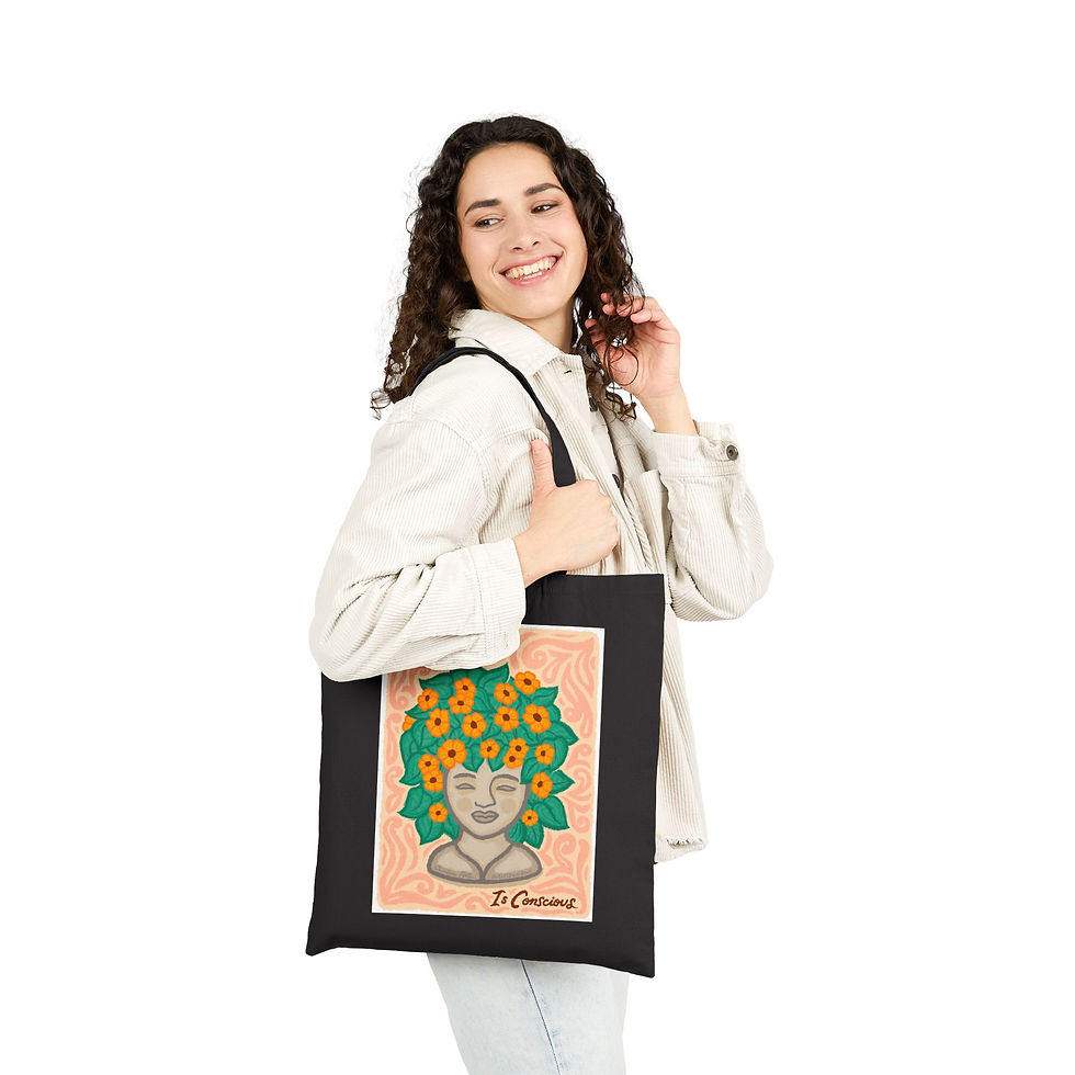 Thumbnail: Floral Artwork Cotton Canvas Tote Bag, Eco-Friendly Shopper, Botanical Gift