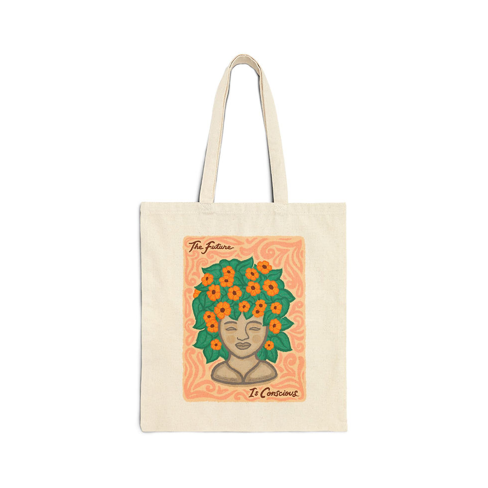 Floral Artwork Cotton Canvas Tote Bag, Eco-Friendly Shopper, Botanical Gift